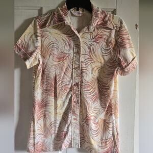 Vintage 60s Carole Joanne polyester butterfly collar shirt, approx size M